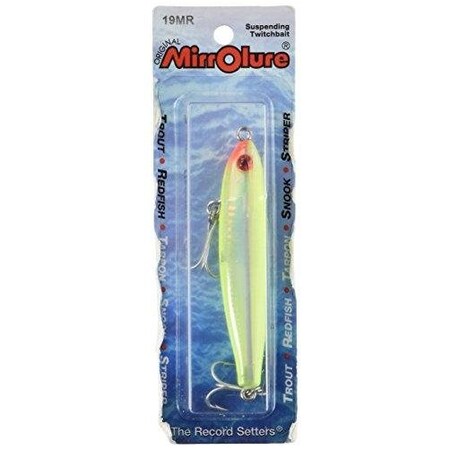 Mirrolure Mirrominnow Suspending Twitchbait, 3 14, 38 Oz, Chartreuse Back BellySilver 19MR-CH